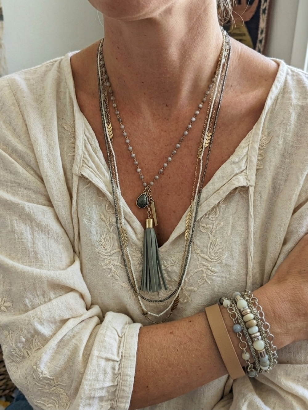 WHBM Layered Necklace and Bracelet Set